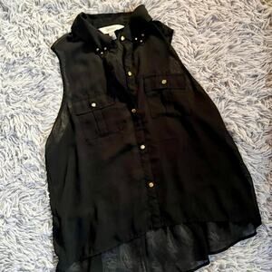 Black Studded Sheer Gothic Whimsagoth Grunge Punk Glam Skater Alternative Blouse